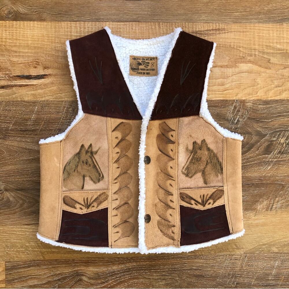 Kids’ Suede Vest Unicorn Horse Western Sherpa Size 8